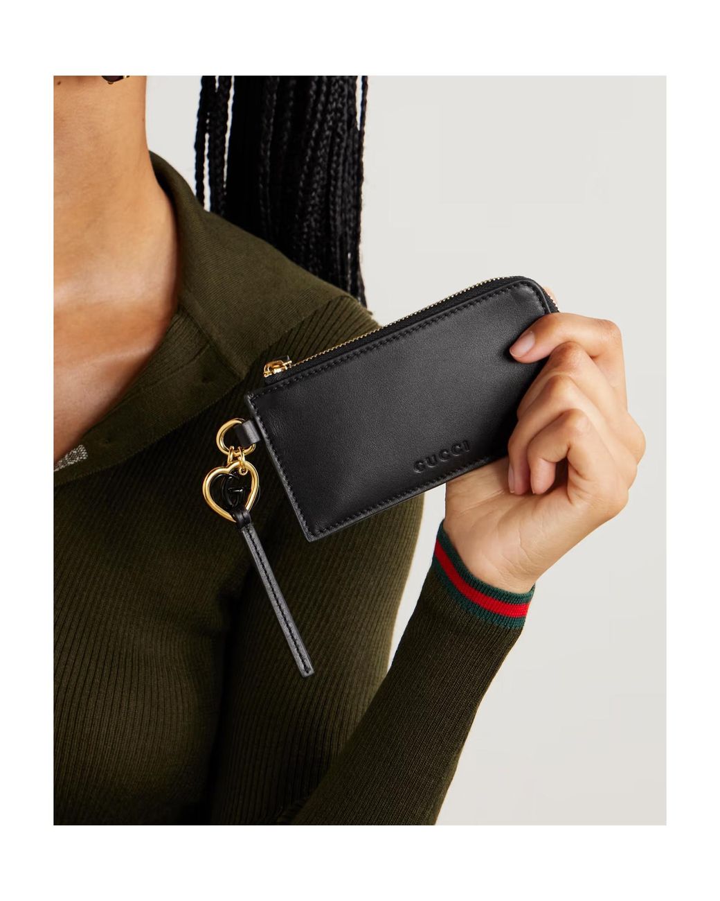 Gucci Black Double G Charm Card Case