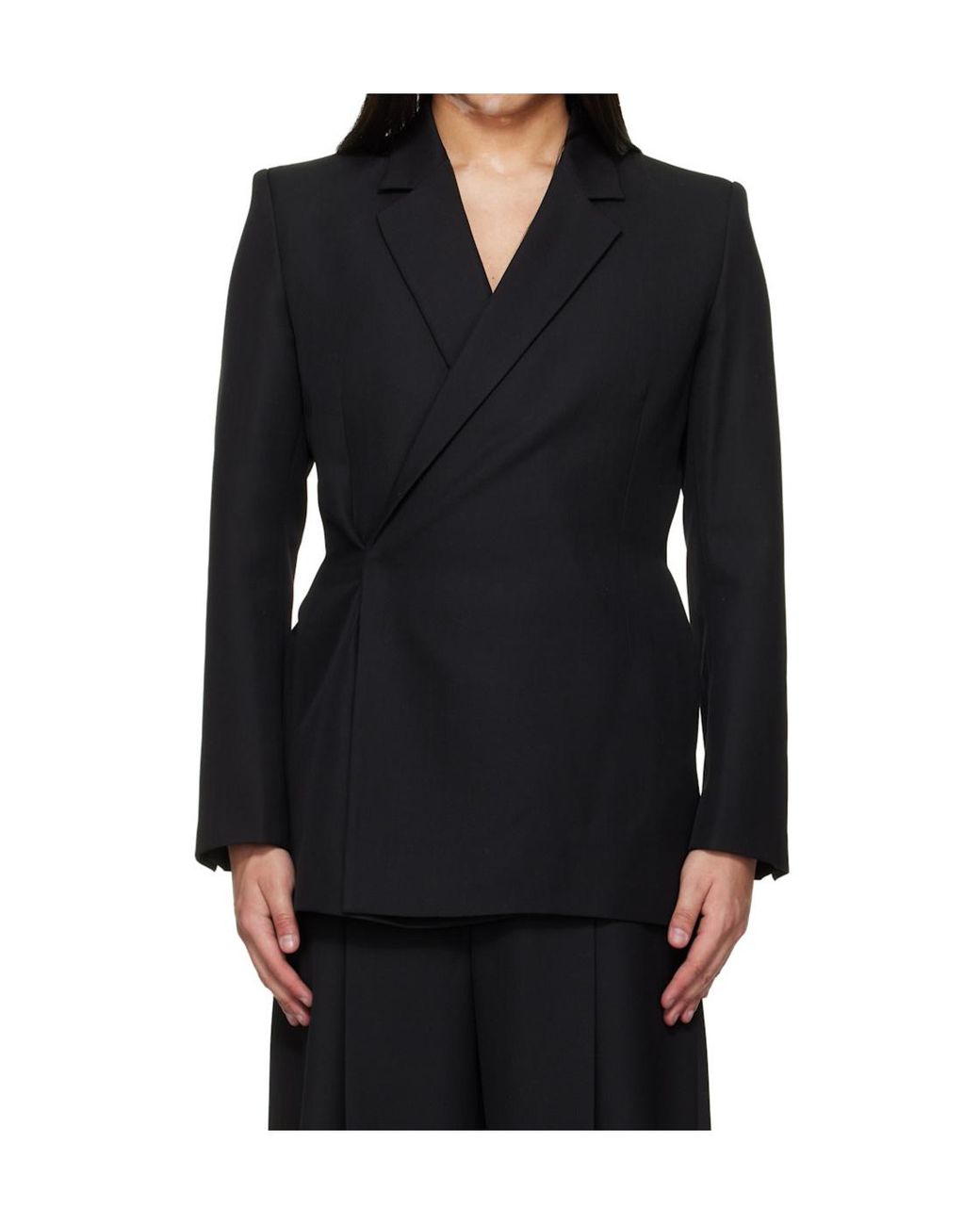 Egonlab Black Egonic Wool Double-Breasted Suit Jacket for men