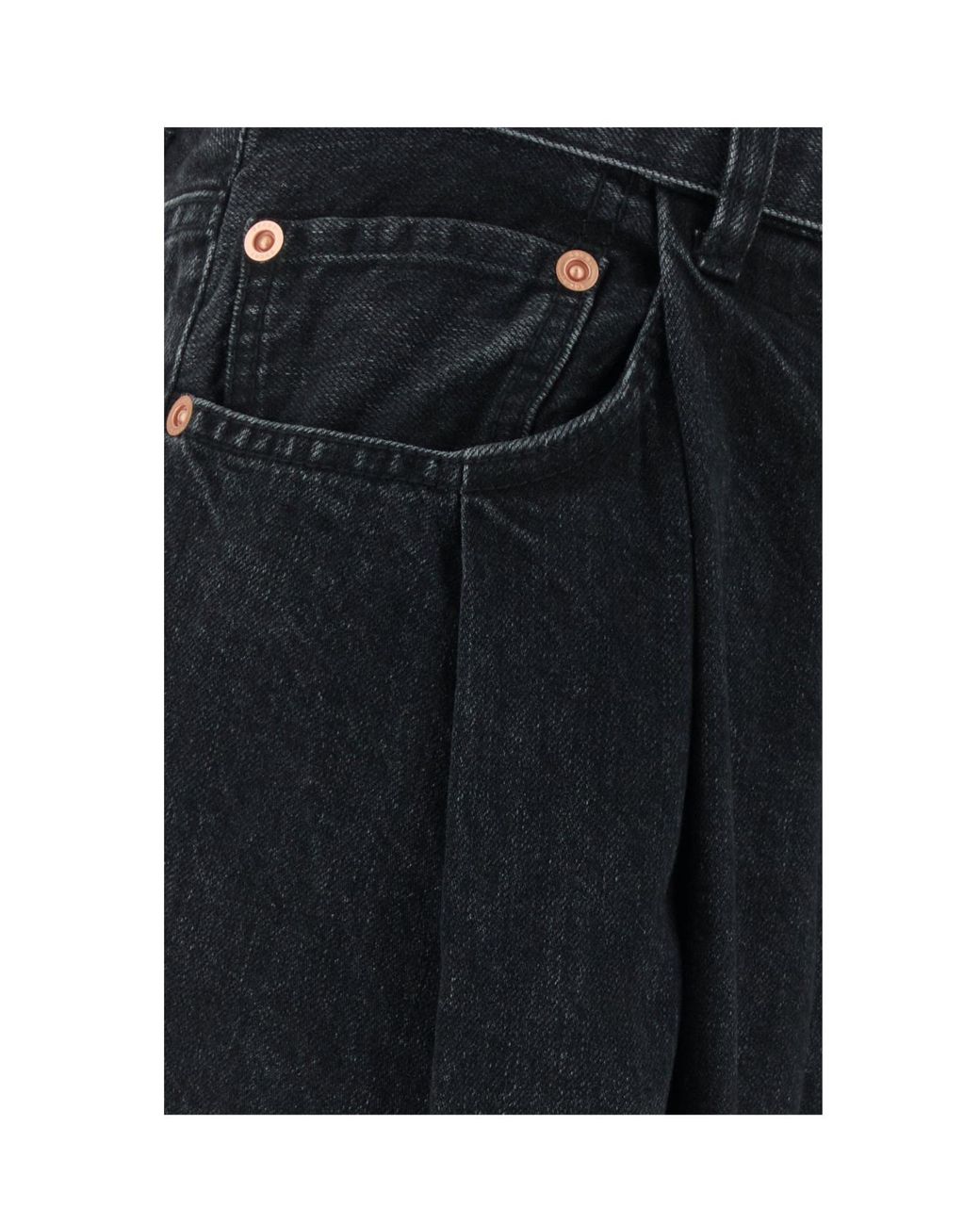 Sacai Black Wide Leg Pleated Jeans