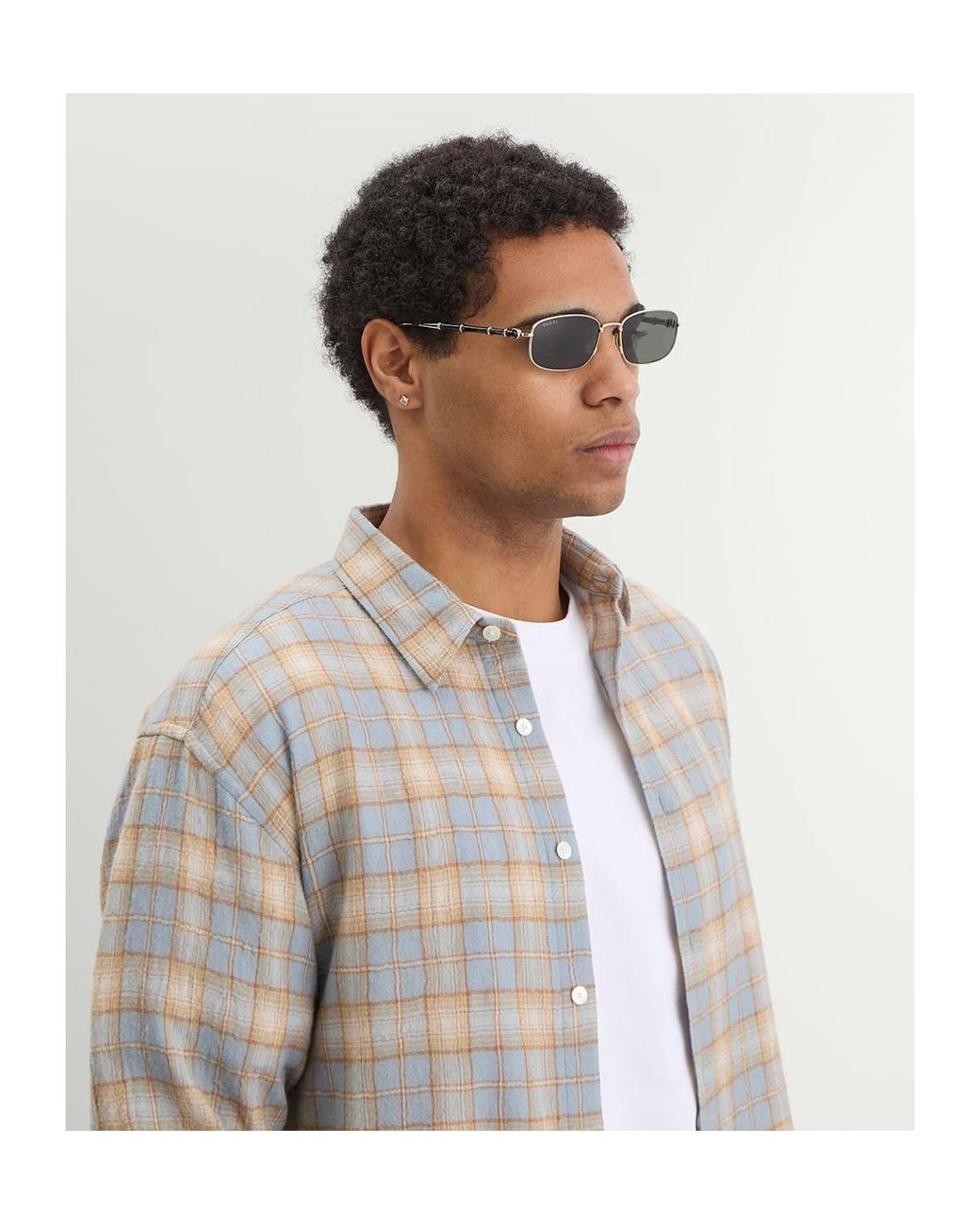 Gucci White Rectangle Sunglasses for men