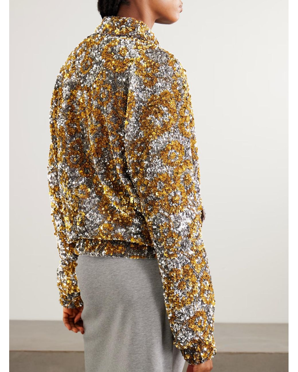Dries Van Noten Metallic Vinnia Embellished Zip Jacket
