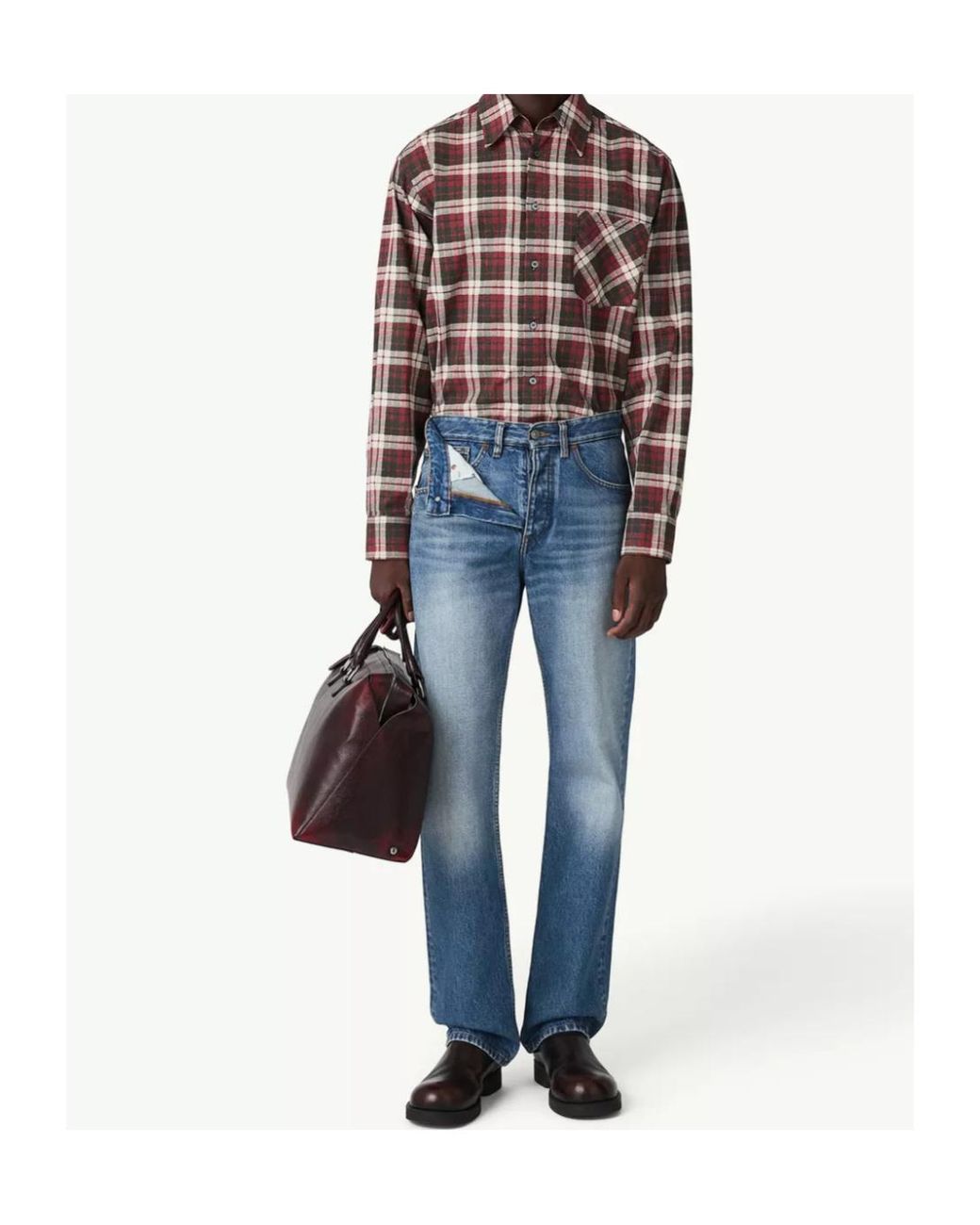 MM6 by Maison Margiela Blue Asymmetric Waistband Jeans for men