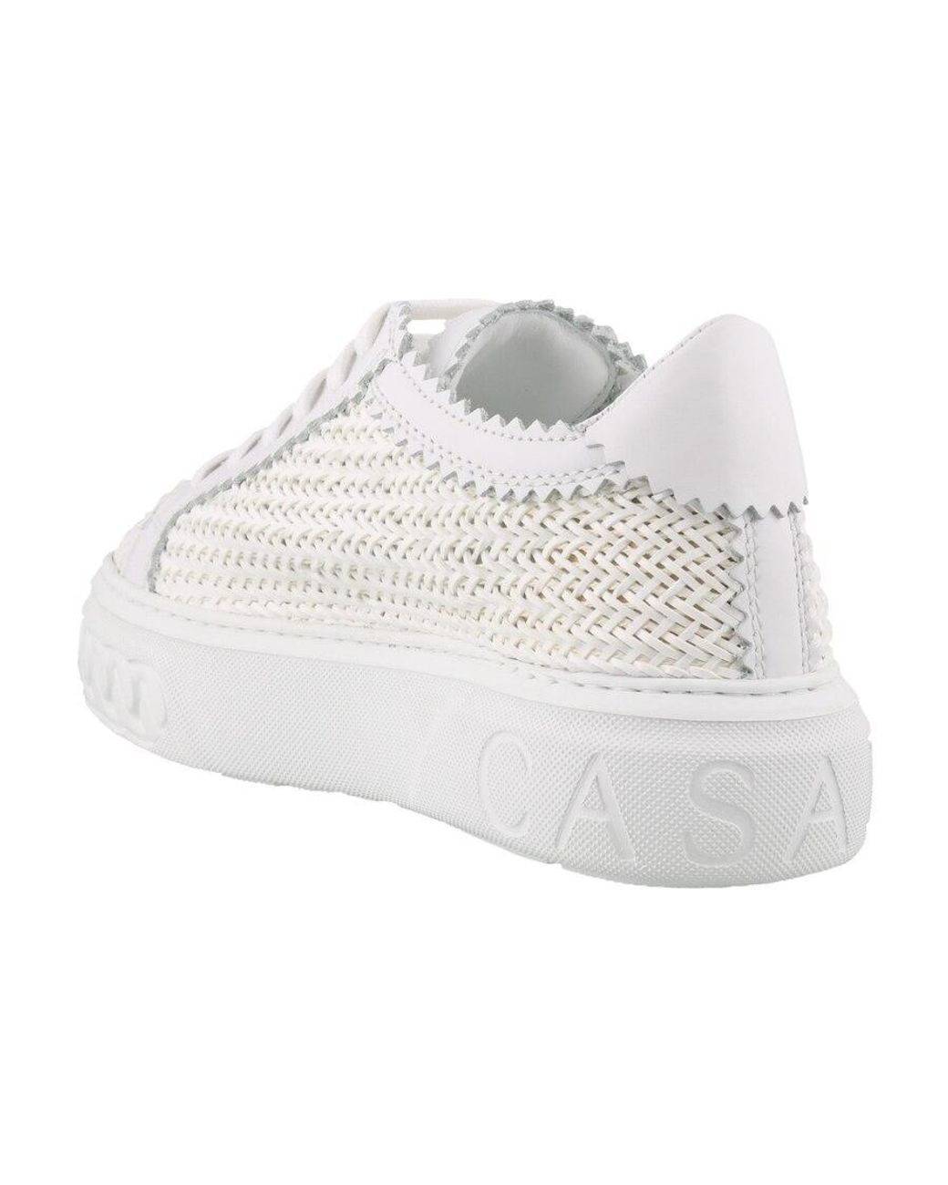 Casadei White Woven Calfskin Sneakers