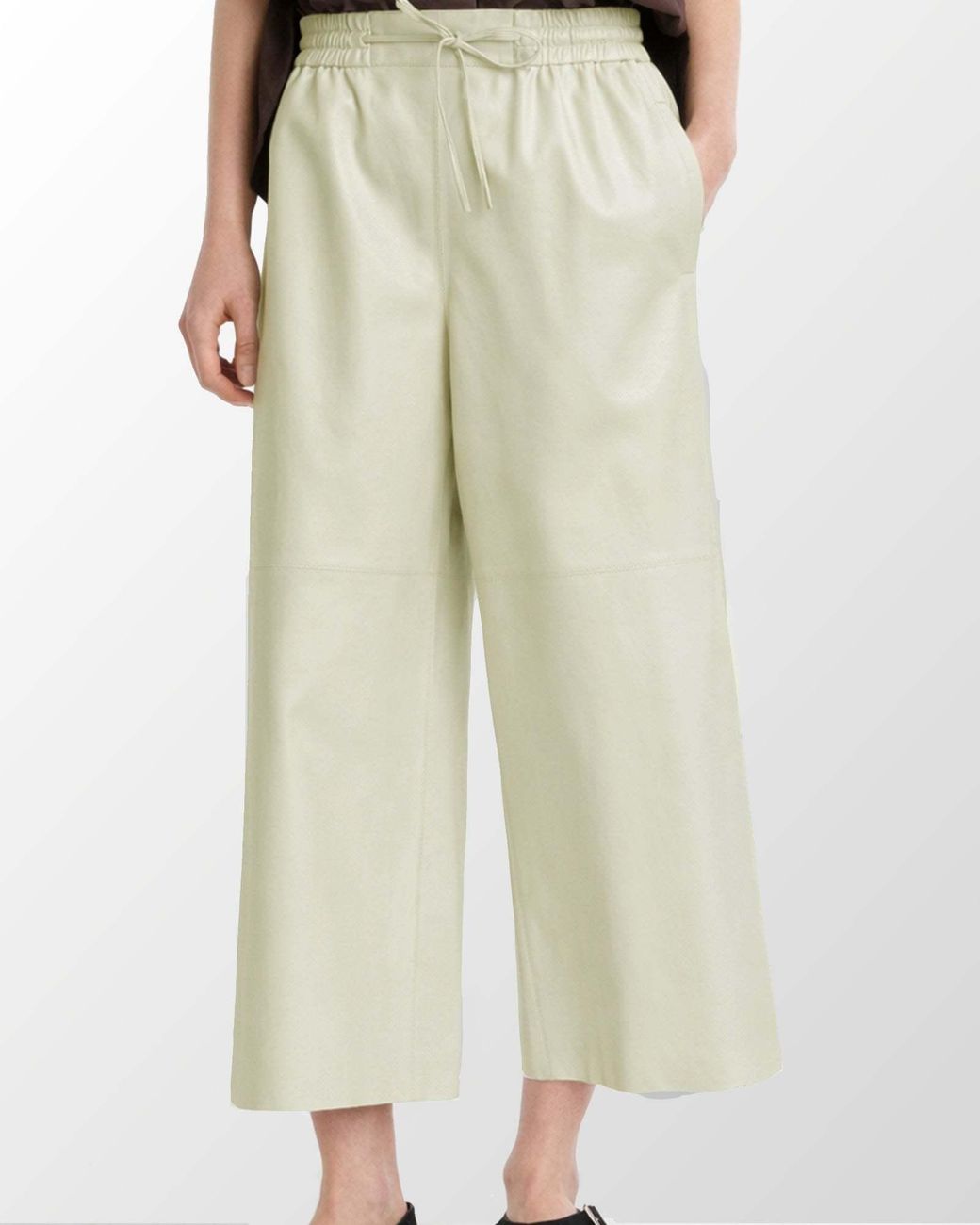 Yves Salomon Natural Drawstring Leather Trousers