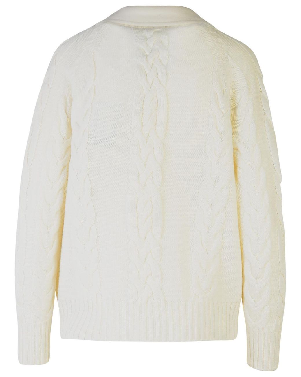 Max Mara White Micio Double-Breasted Cable-Knit Cardigan