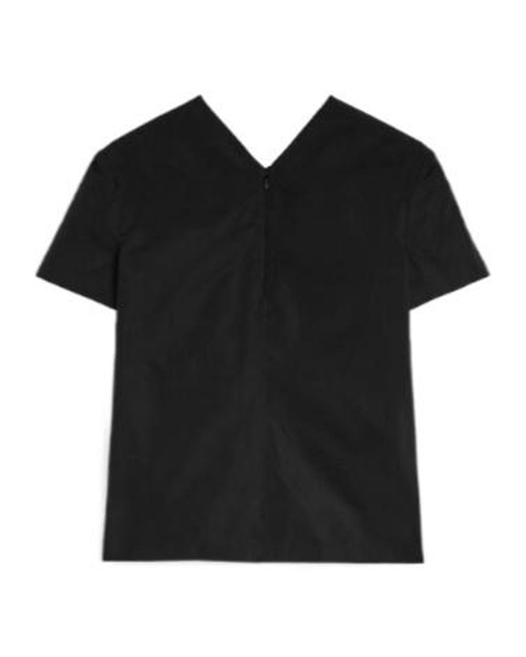 Jil Sander Black Short Sleeve V-Neck Top