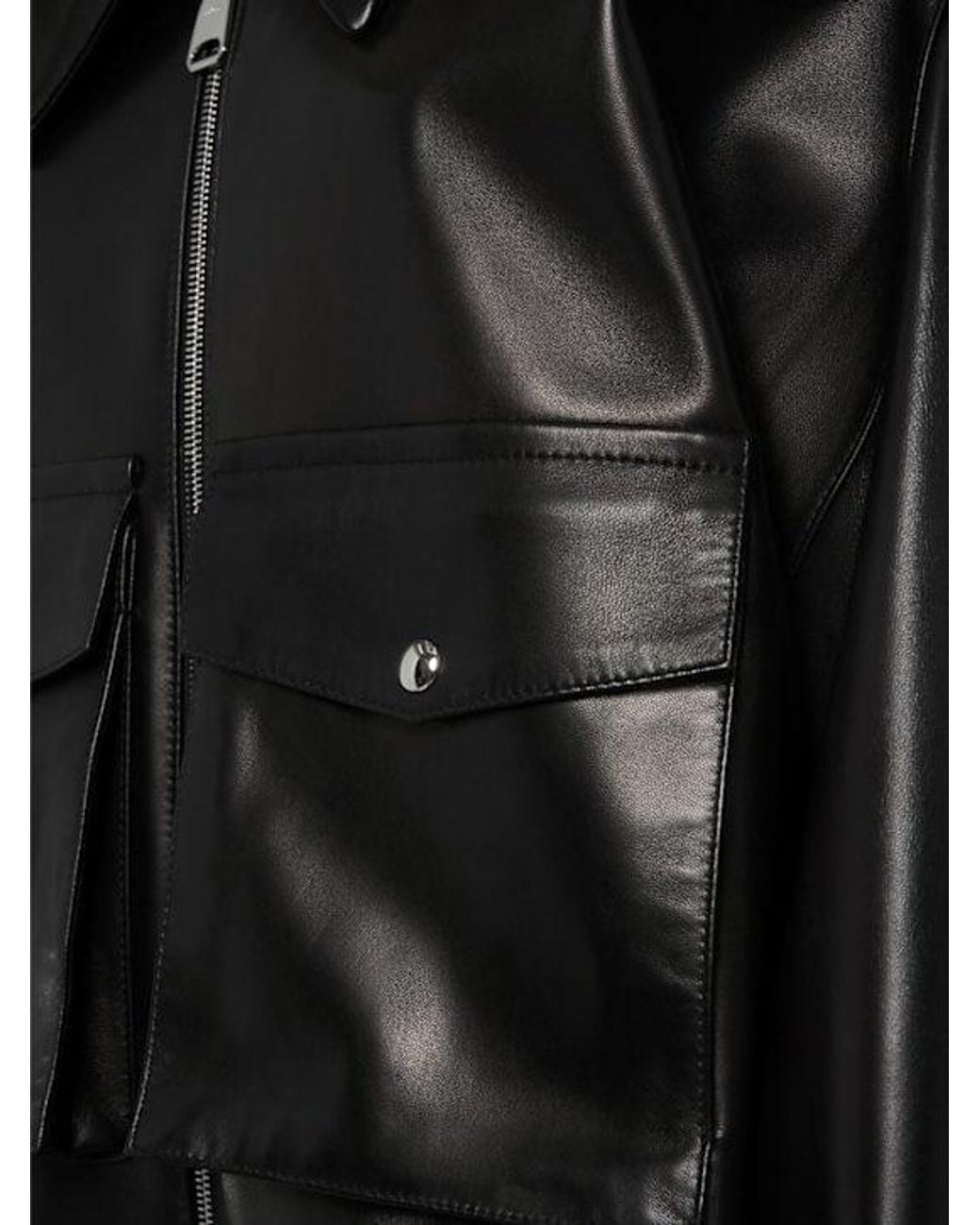 Khaite Black Owey Zip-Up Leather Jacket