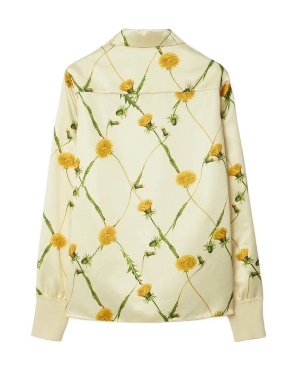 Burberry Yellow Dandelion-Print Satin Shirt