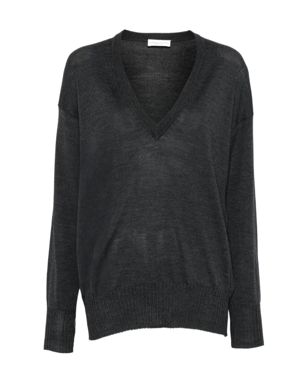 Roberto Collina Black Long-Sleeved Ribbed Sweater
