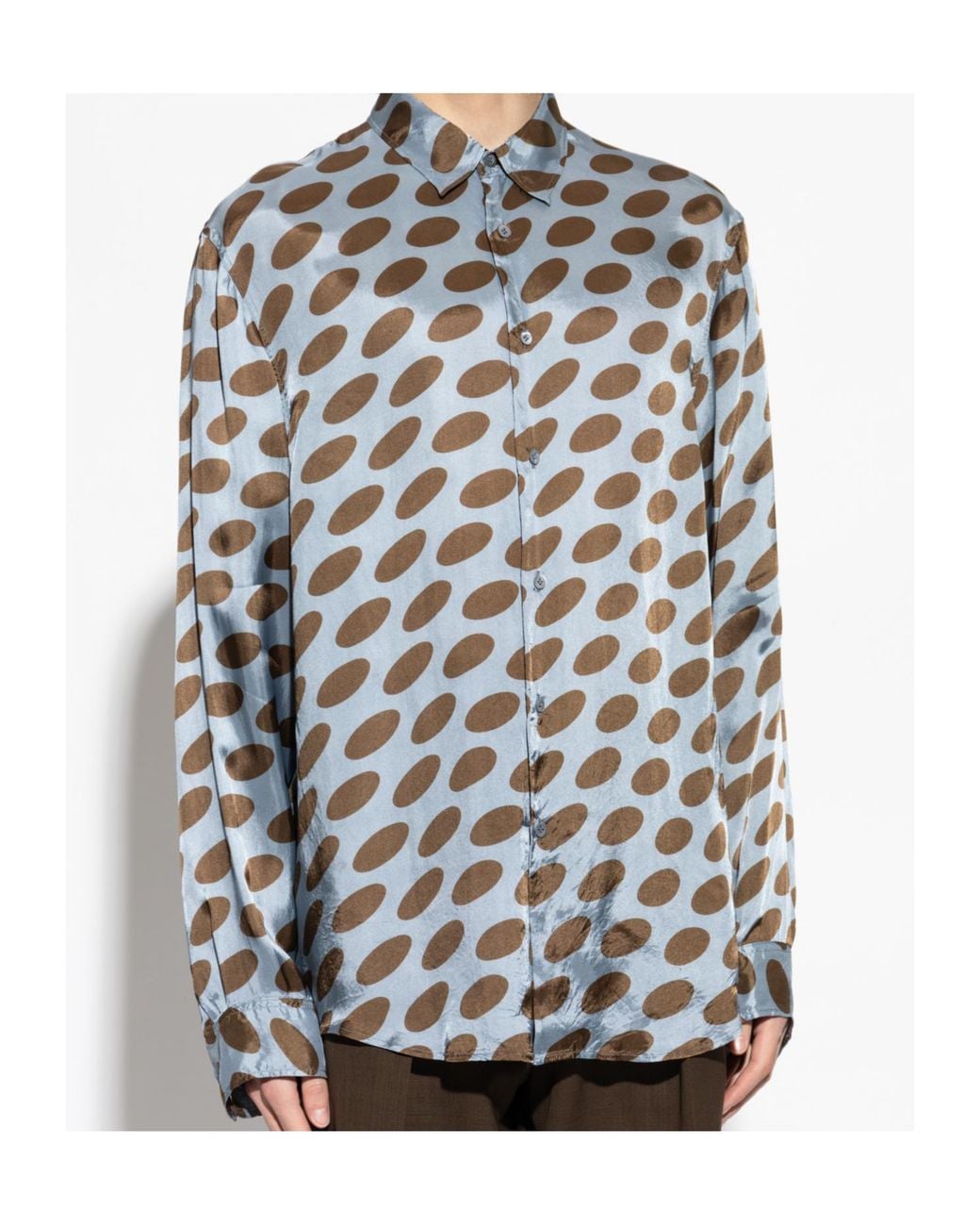 Dries Van Noten Gray Caper Oval-Print Shirt for men