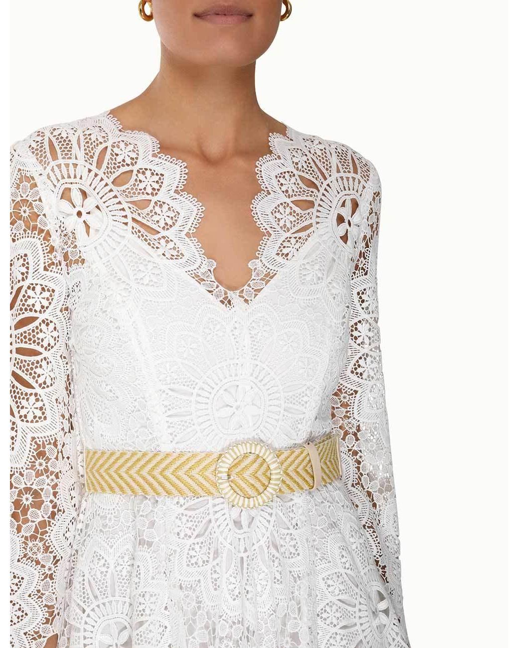 Zimmermann White Chintz Doily-Lace Midi Dress