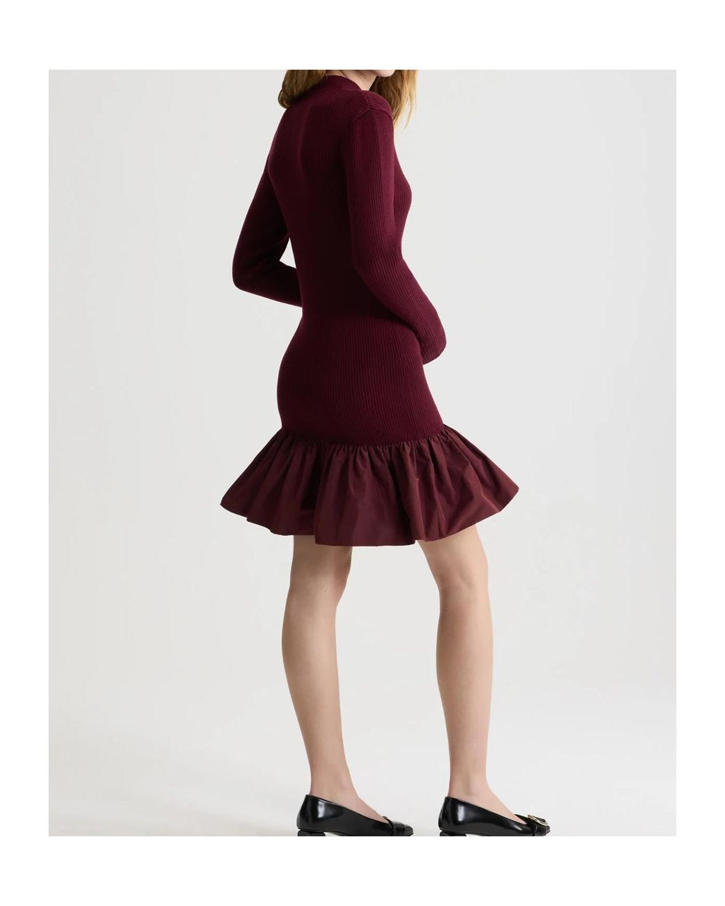 Patou Purple Ribbed Button-Detailed Mini Dress