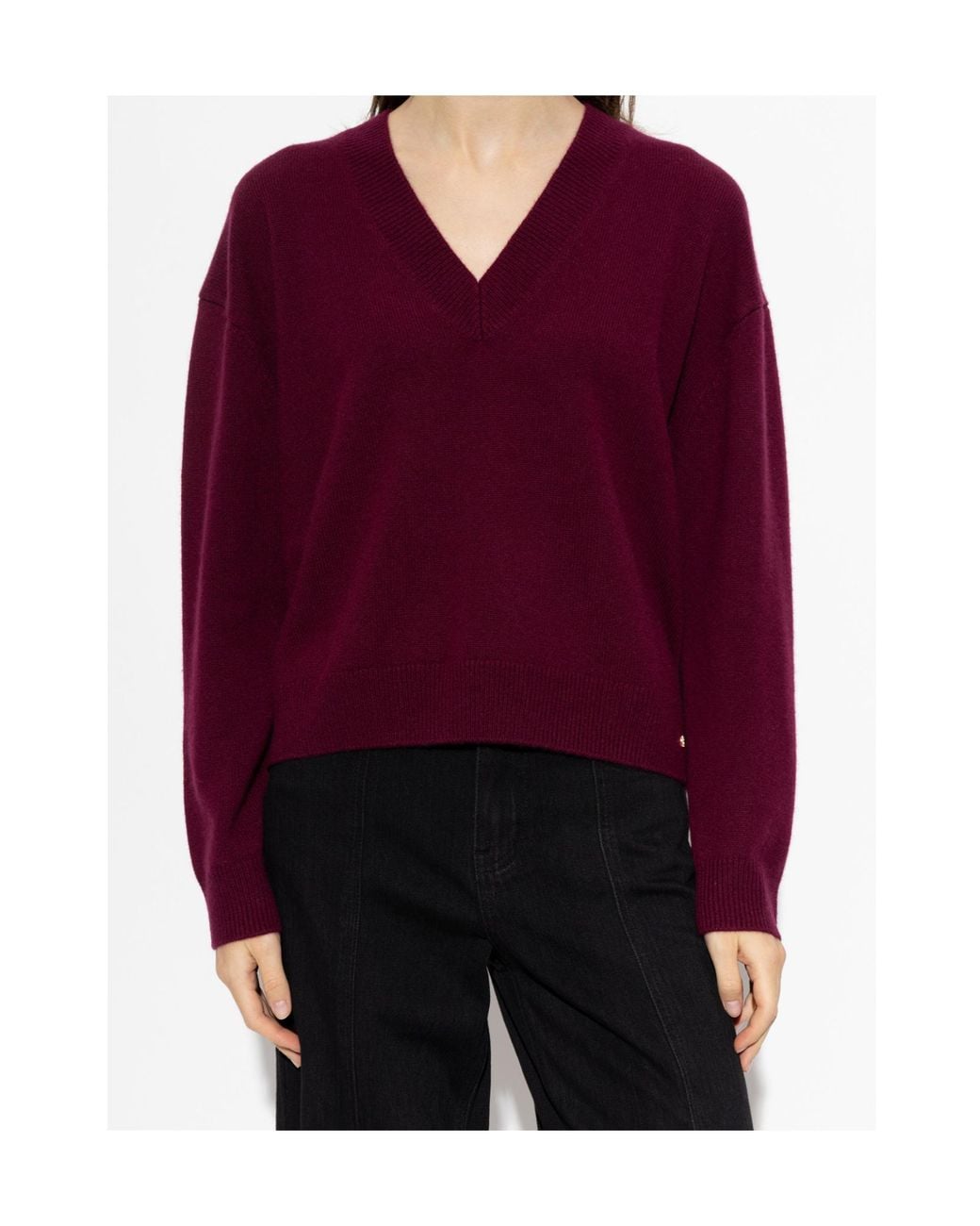 Anine Bing Purple Lee V-Neck Knitted Sweater