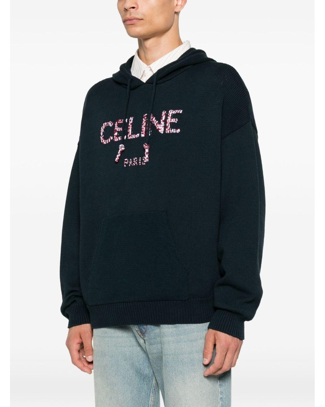 Céline Blue Hooded Sweater for men