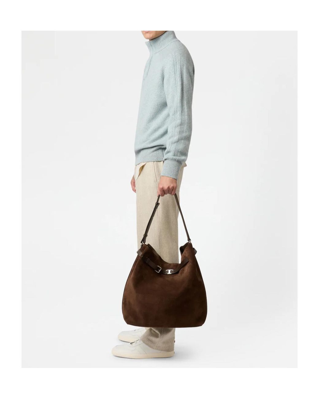 Tod's Brown Tim Medium Hobo Shoulder Bag for men