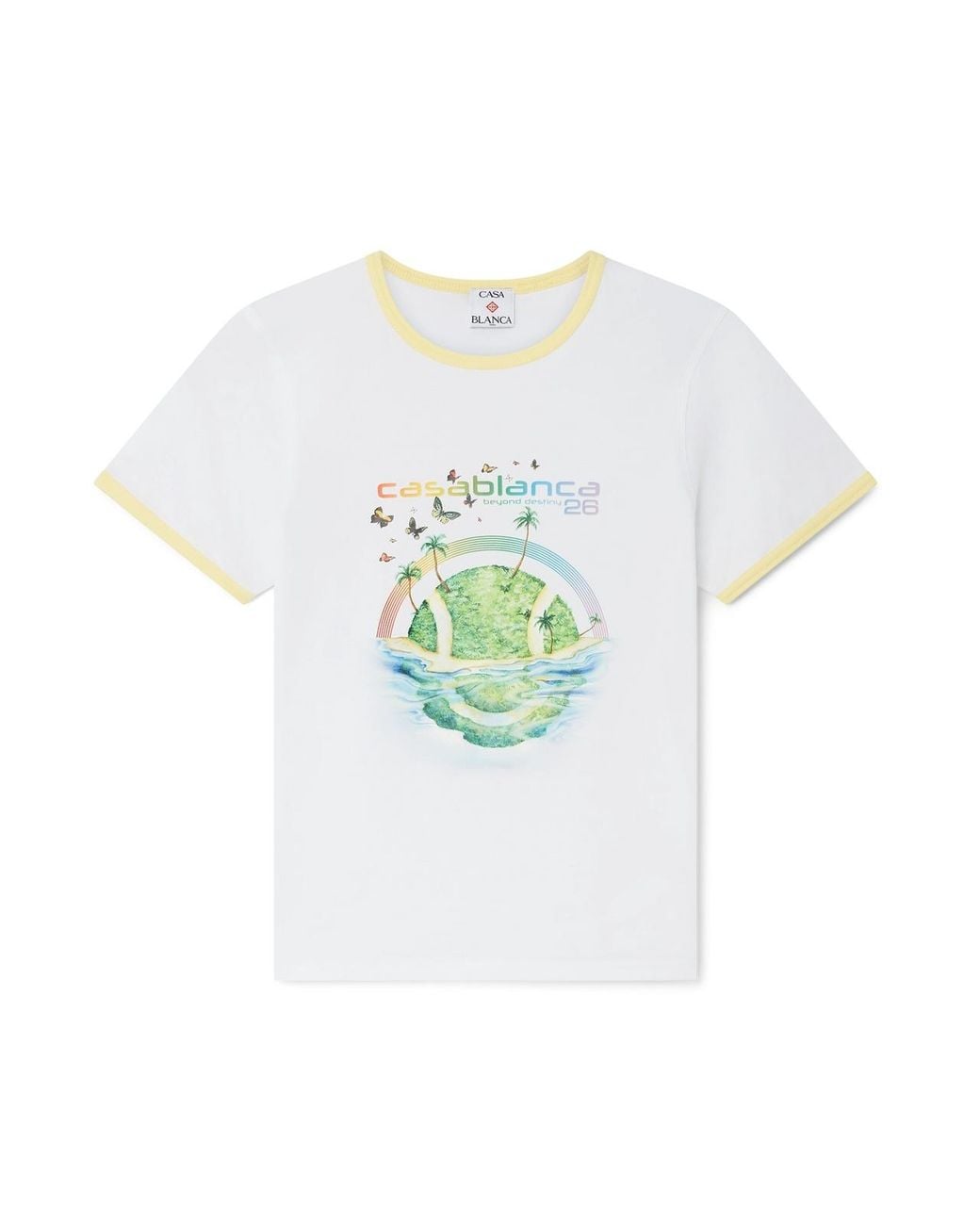 Casablanca Blue Longline Ringer Graphic-Print T-Shirt