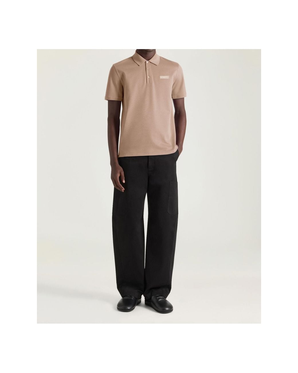 Givenchy Natural Paris Logo Patch Short-Sleeved Polo Shirt for men