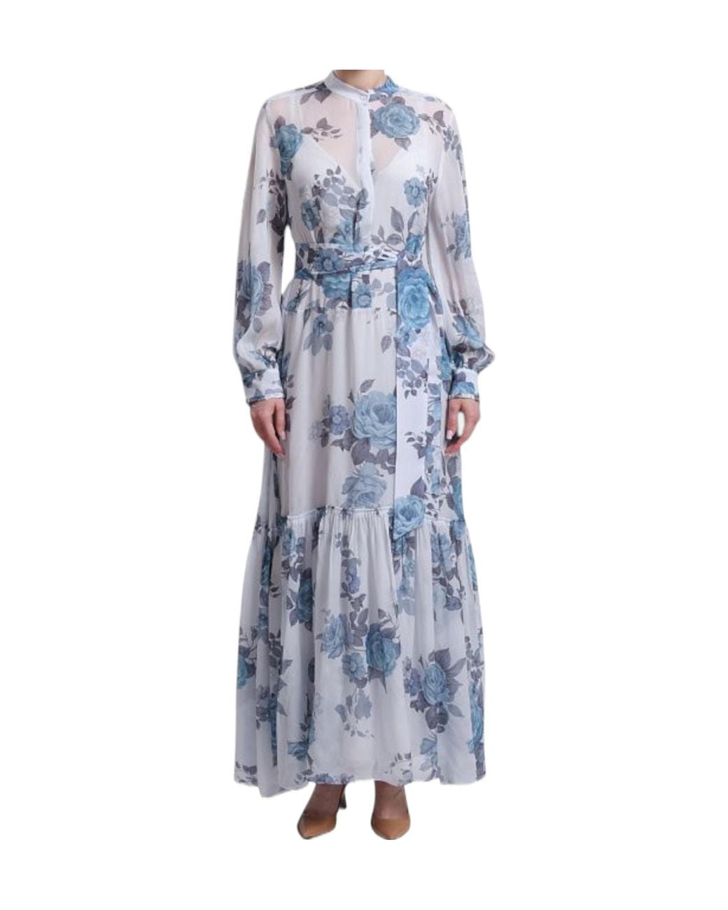 Marella Blue Long-Sleeved Shirt Dress