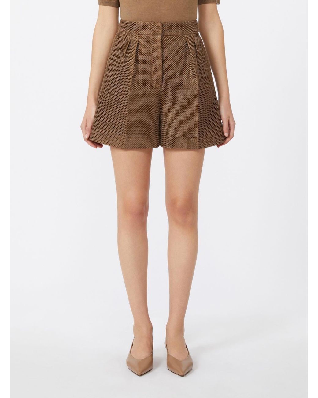 Max Mara Brown Technical Mesh Shorts