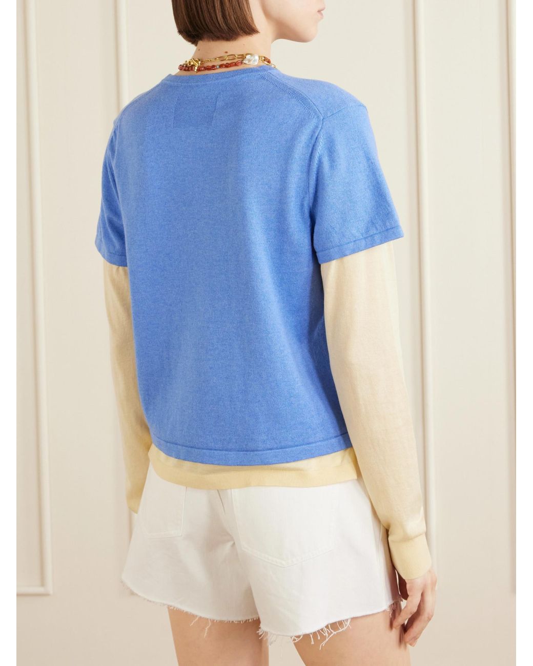 Guest In Residence Blue Lightweight Layered T-Shirt