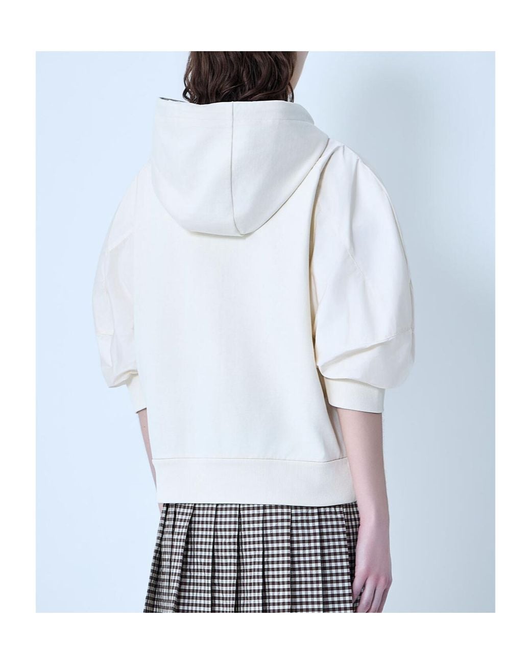 Moncler Natural Puff-Sleeved Zip-Up Hoodie
