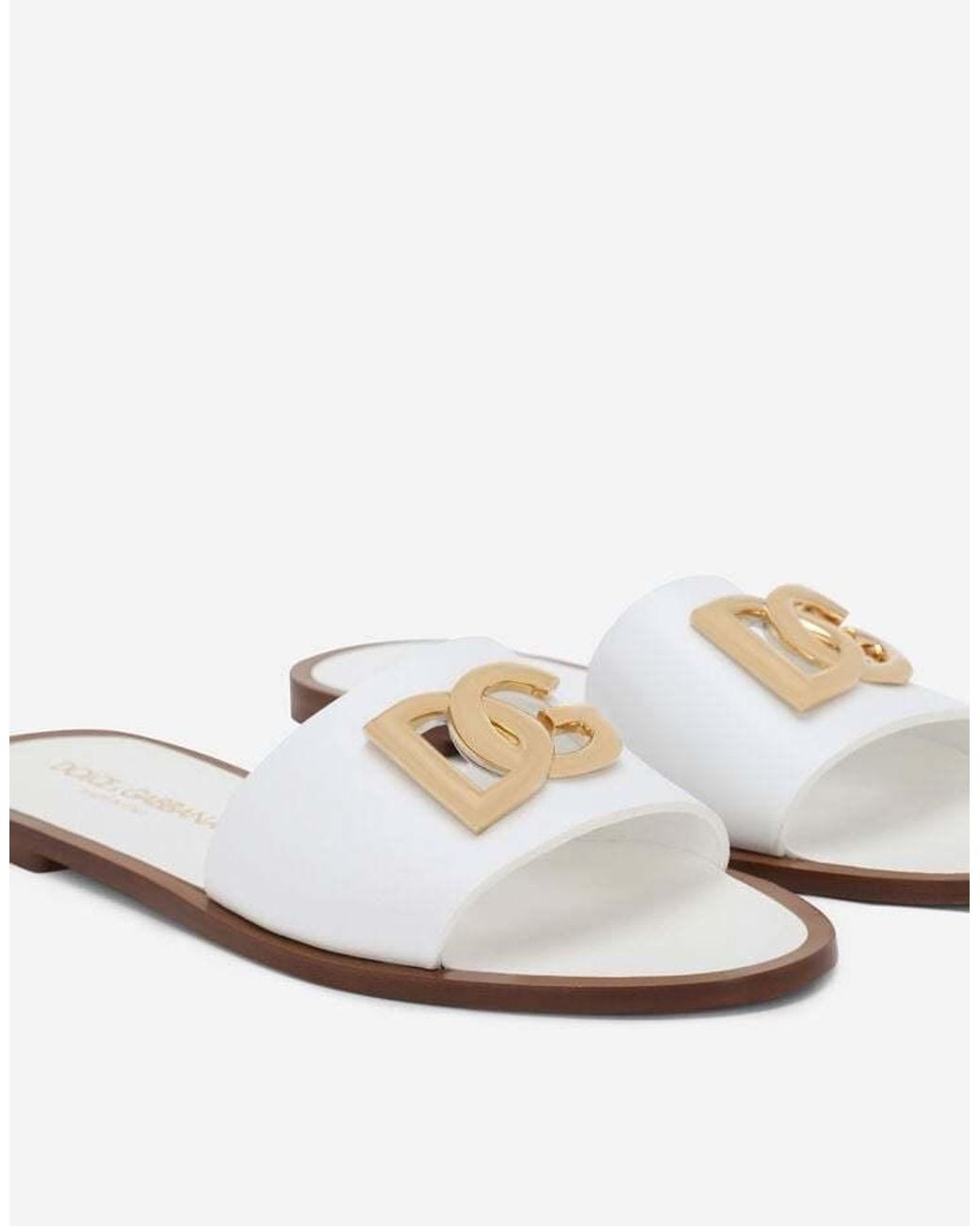 Dolce & Gabbana White Dg Logo Lettering Sliders