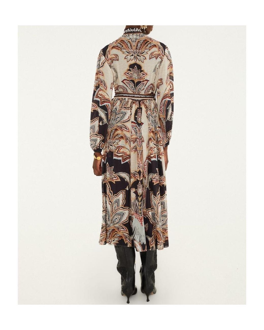Farm Rio Natural Printed V-Neck Midi Dress