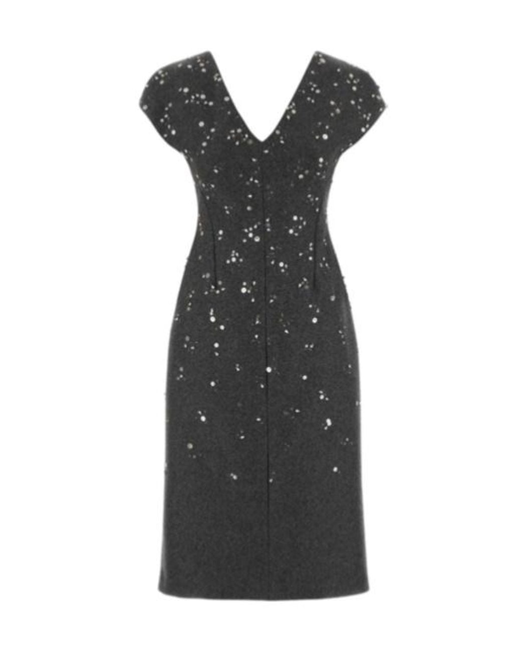 Jil Sander Black 299 Embellished Felt Dress