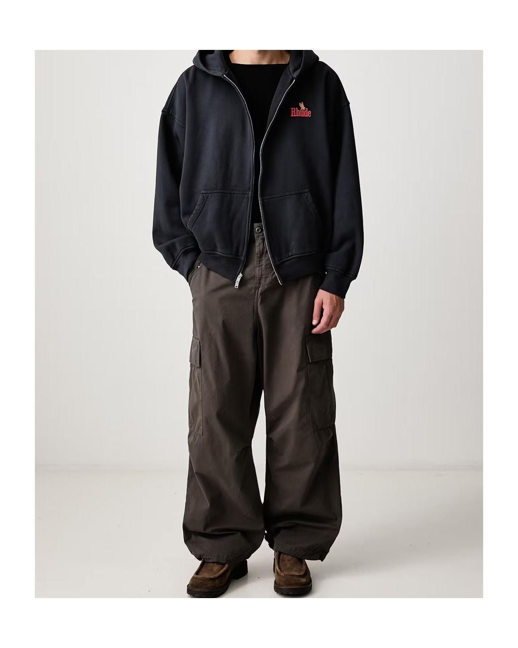 Rhude Blue Graphic-Print Zip-Up Hoodie for men