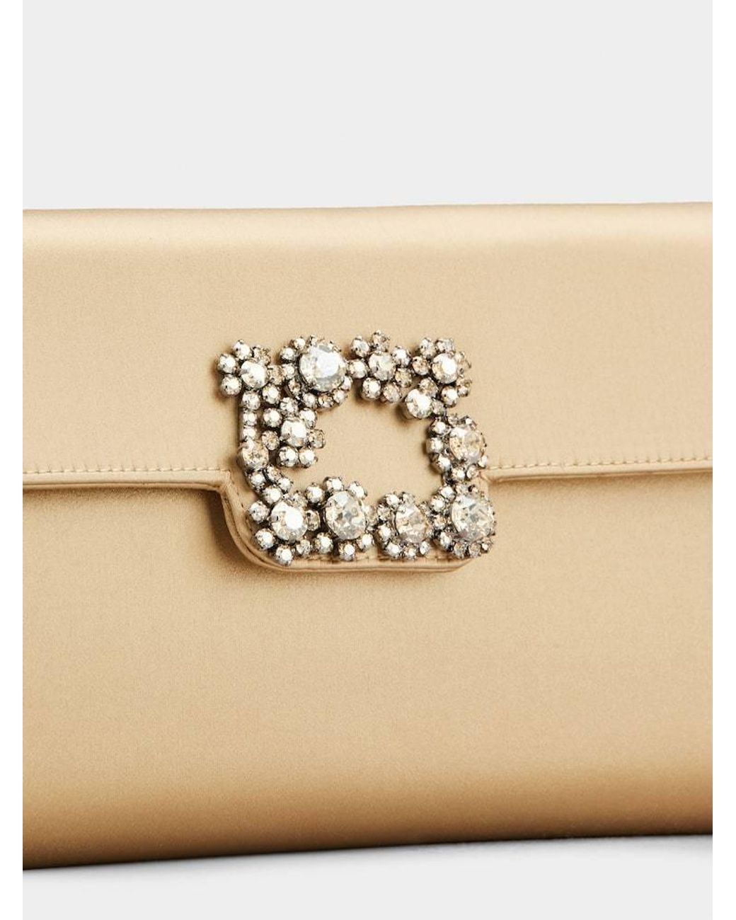 Roger Vivier Natural Efflorescence Embellished Satin Clutch Bag