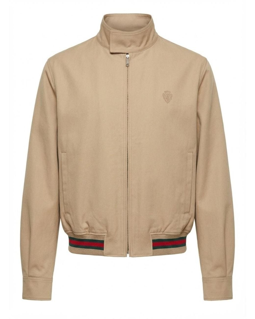 Gucci Natural Cotton Twill Zip Jacket With Web for men