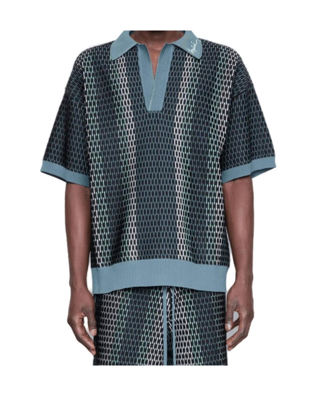 Amiri Blue Striped Polo Shirt for men