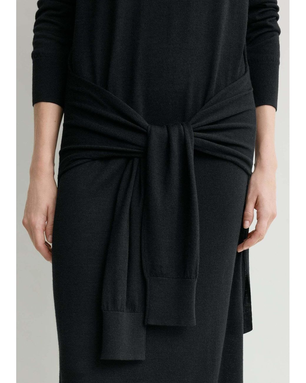 Totême Black Double-Sleeve Turtleneck Midi Dress