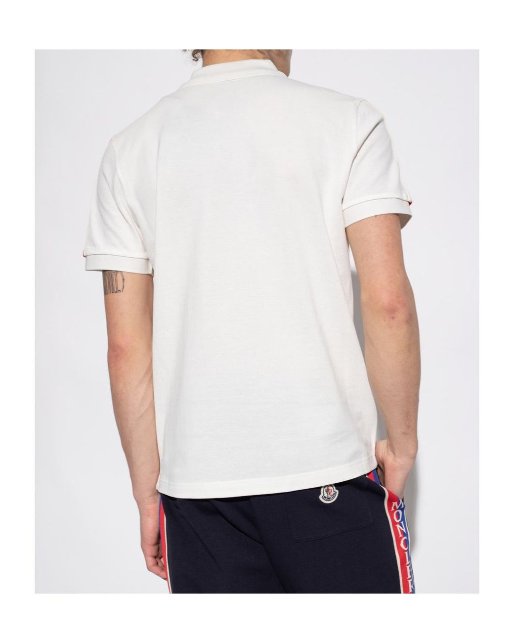 Moncler White Logo Polo Shirt for men