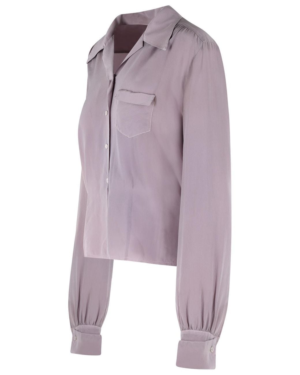 Maison Margiela Purple Long-Sleeved Satin Shirt
