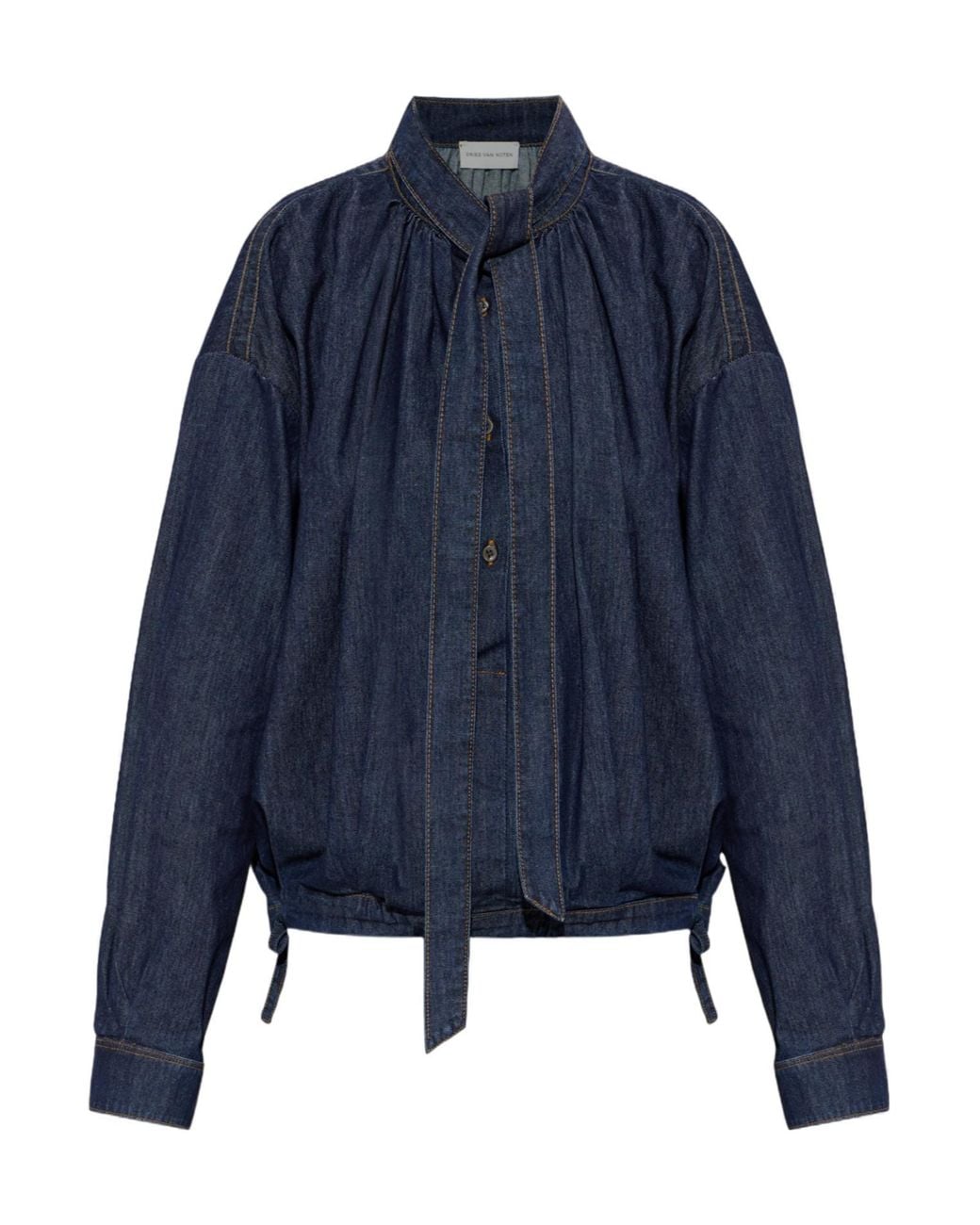 Dries Van Noten Blue Scarf Shirt