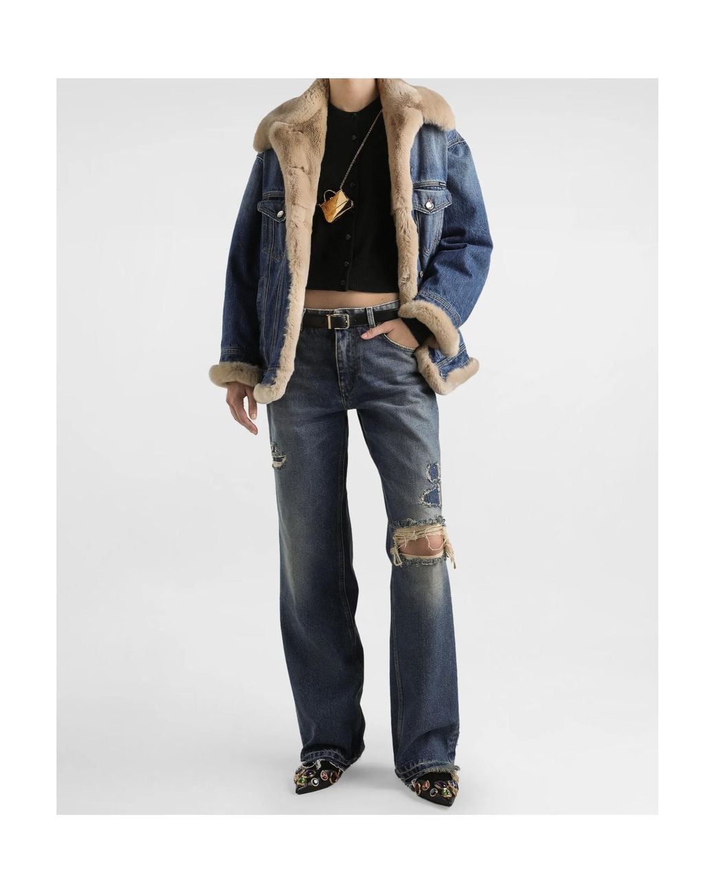 Dolce & Gabbana Blue Button-Up Denim Jacket