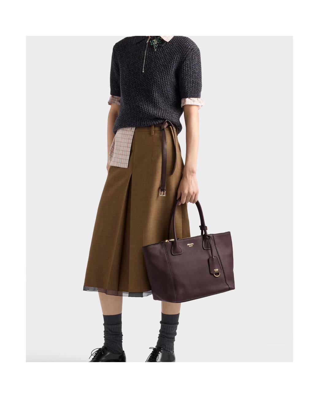 Prada Brown Large Leather Tote Bag