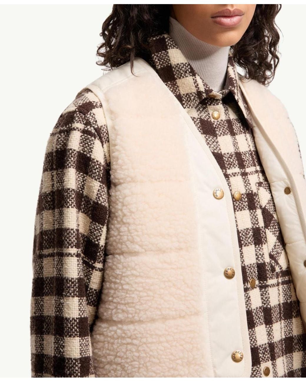 Moncler Natural Fluffy Teddy Padded Vest