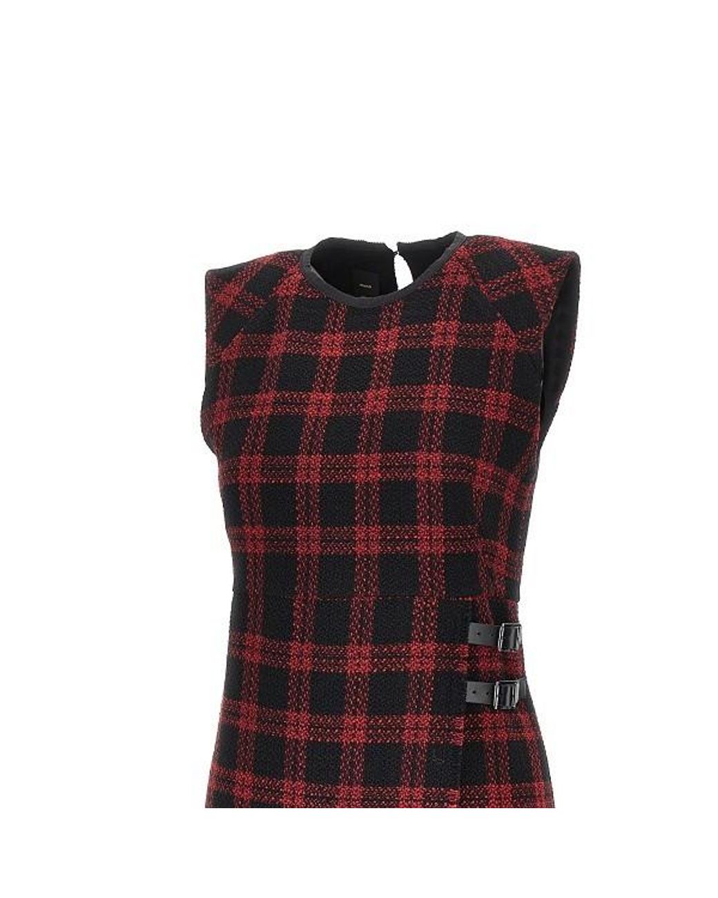 Pinko Red Check Sleeveless Knee-Length Dress