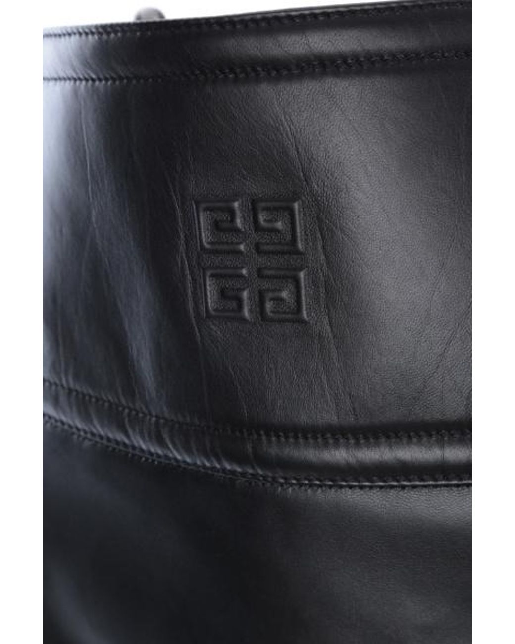 Givenchy Gray Cut-Out Detail Leather Midi Skirt