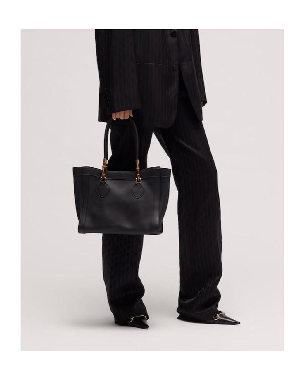 Gucci Black Bamboo Tote Medium Bag