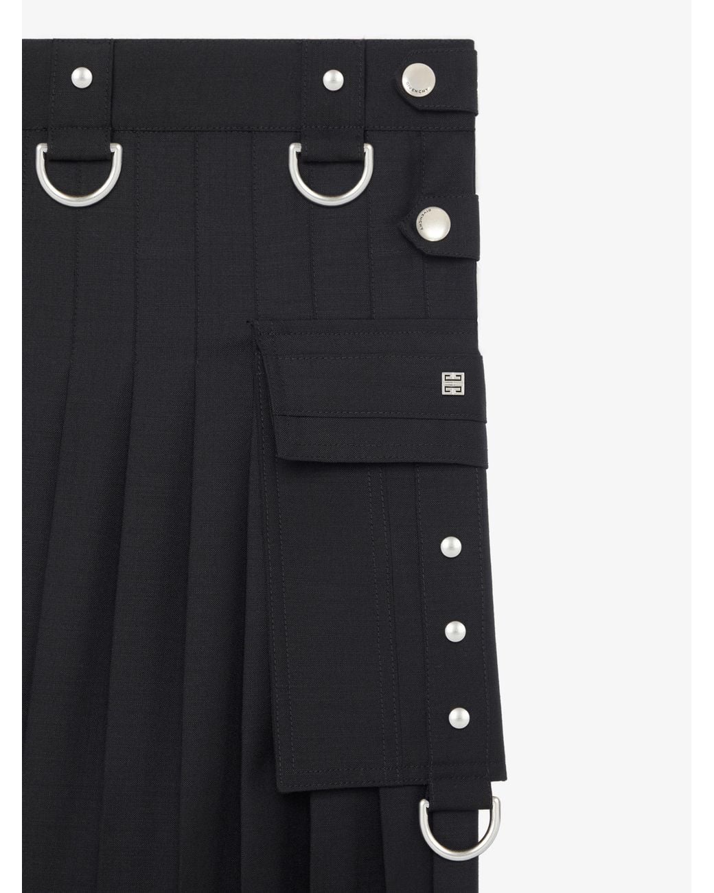 Givenchy Black High-Waisted Pleated Kilt Skirt