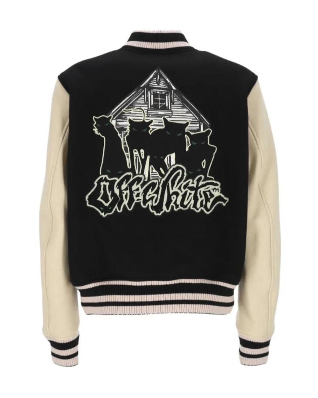 Off-White c/o Virgil Abloh Black Logo Patch Varsity Jacket for men