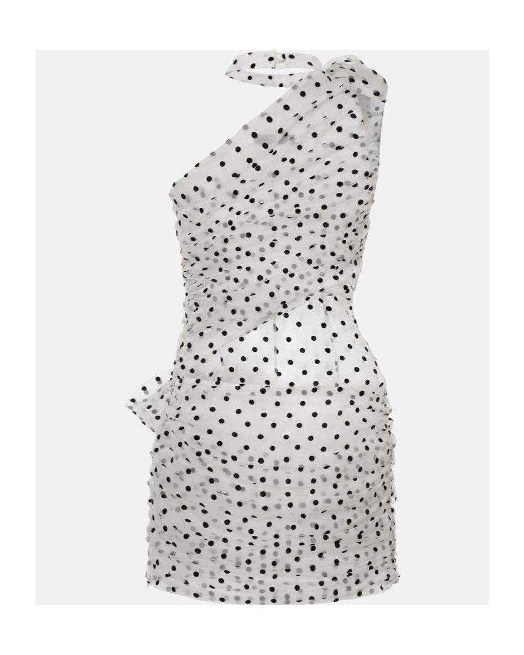 Alessandra Rich White Polka-Dot Organza Mini Dress