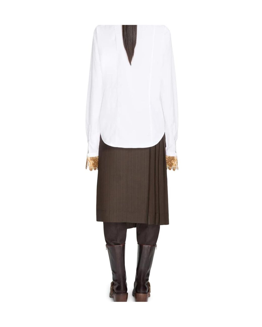 Dries Van Noten White Embroidered Cotton Poplin Shirt