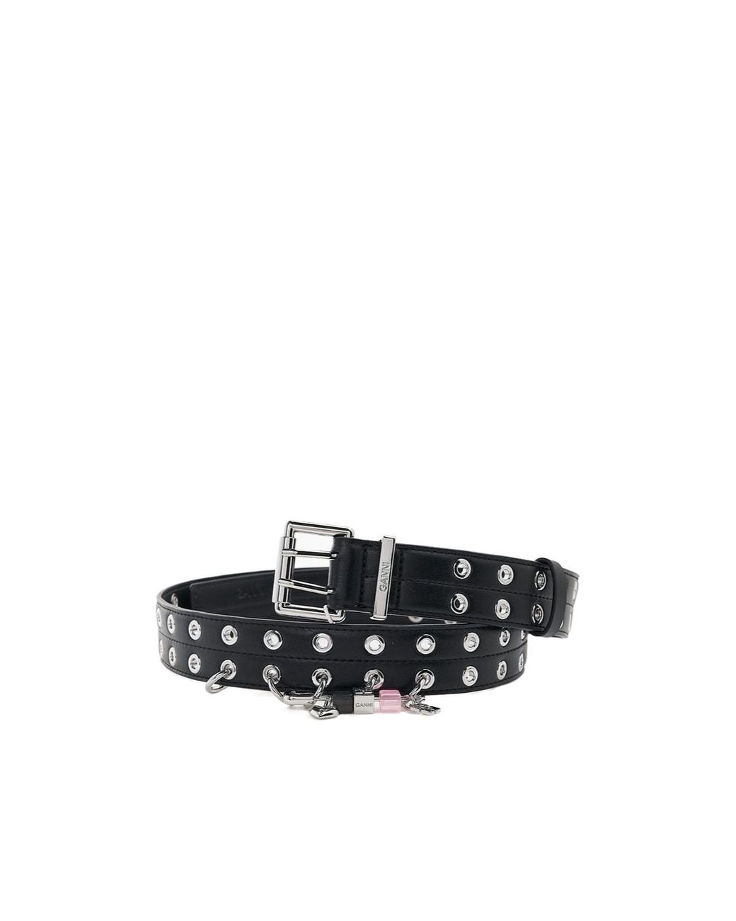 Ganni White Double-Eyelet Belt