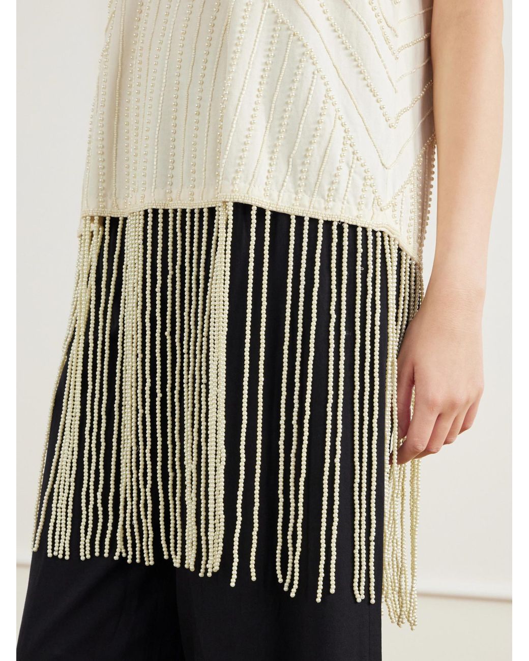 Sea White Carlotta Embellished Cotton Blouse