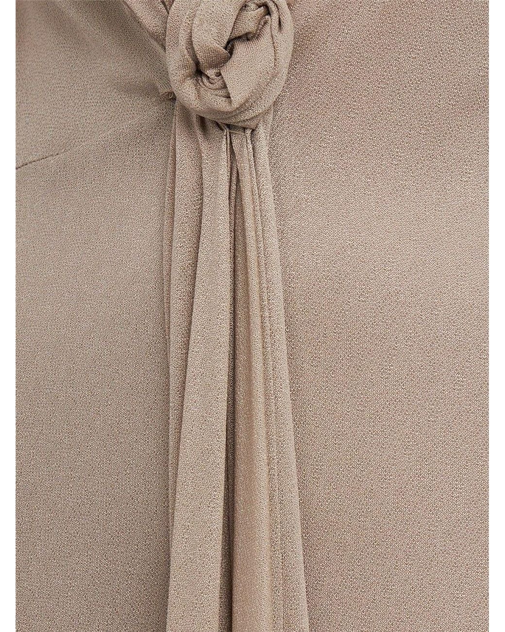 GIUSEPPE DI MORABITO Natural Deep V-Neck Long Dress