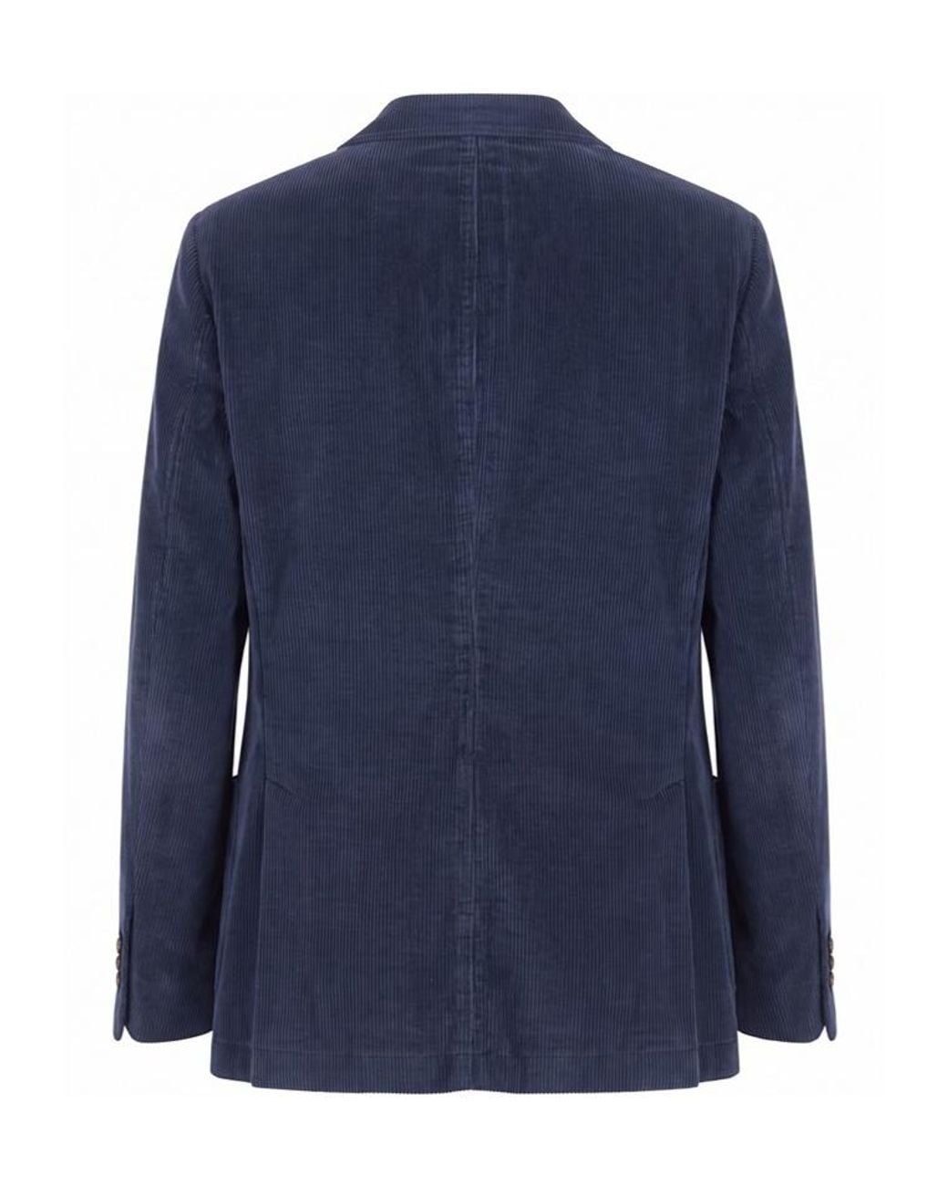 Peserico Blue Single-Breasted Corduroy Blazer for men